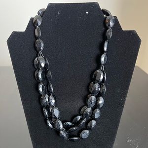 Black beaded layered necklace - gently worn